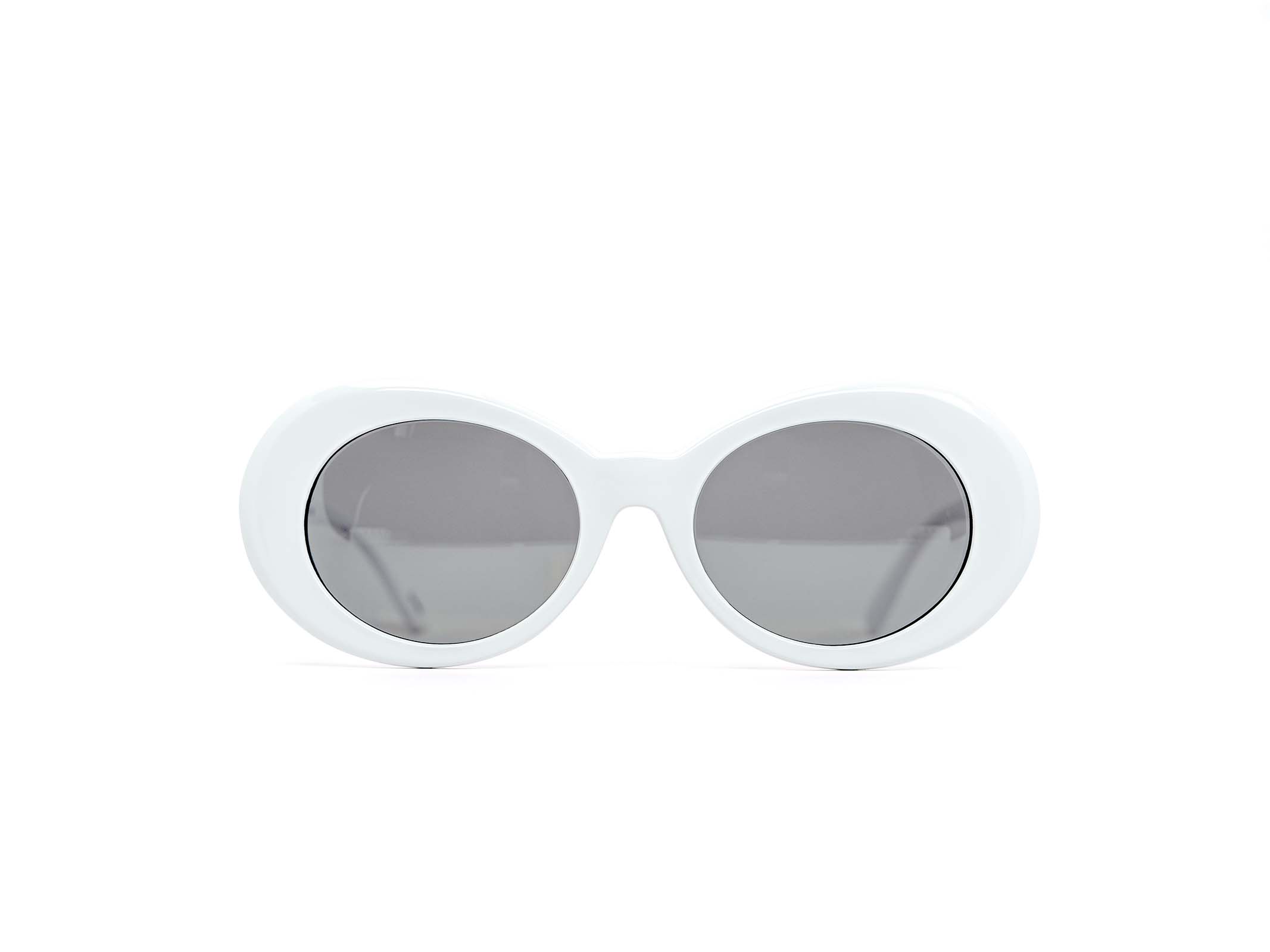 Blanco All white retro round frames with color lens sunglasses